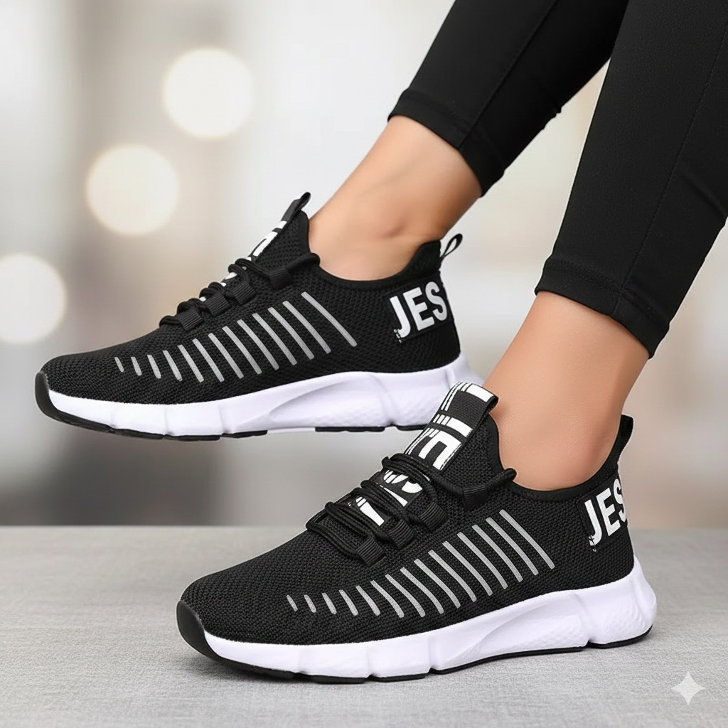 Women's Sports Shoes Mesh Lightweight Soft Sole Jogging Strap Breathable Fashion Sports Walking Casual Tennis Flat Shoes