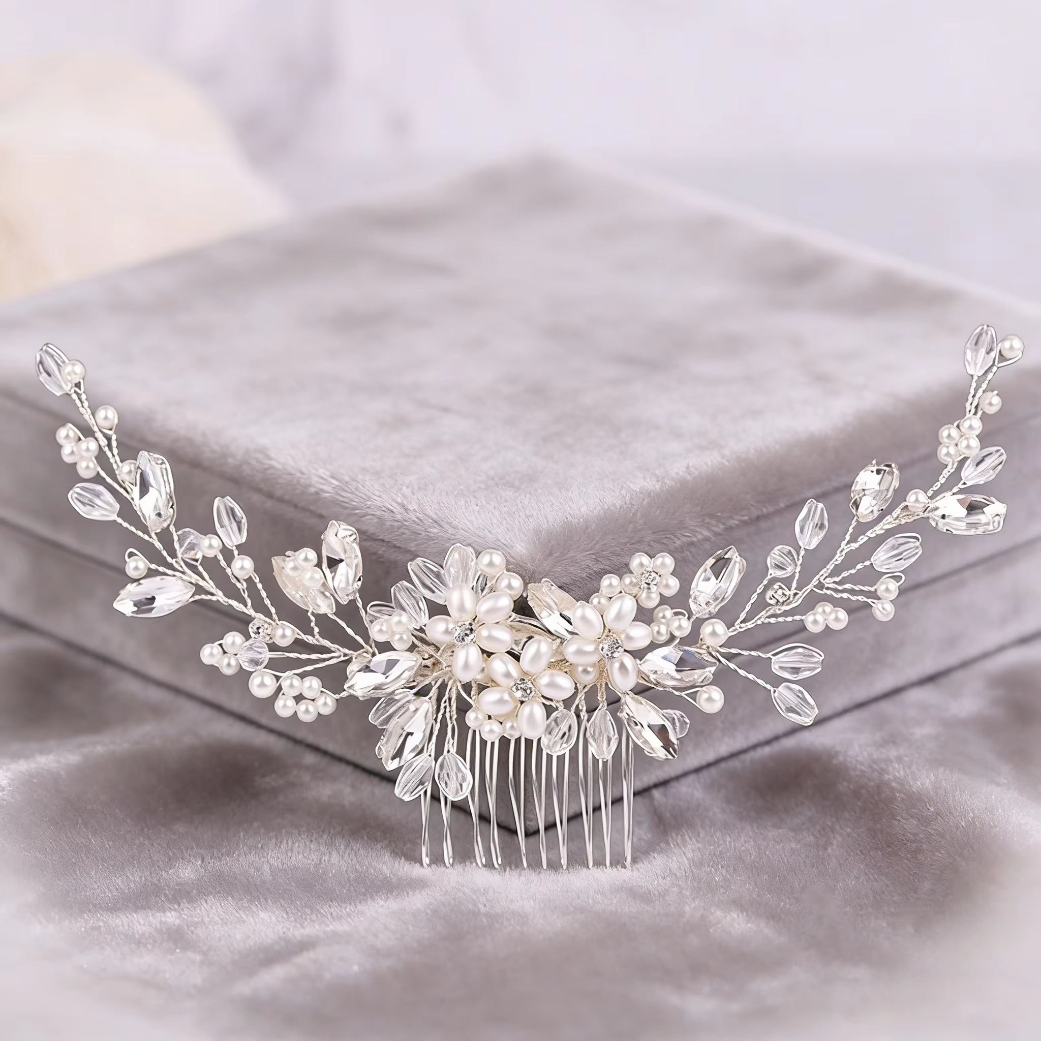 Bride Wedding Hair Combs Artificial Pearls Hairpins Shiny Rhinestone Hairbands Bridesmaids Hair Jewelry Light Luxury Headbands