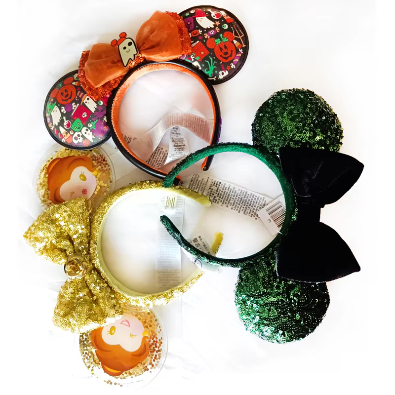 Disney Mickey Ears Headband Firework Headband with Jack Pumpkin King Cosplay Hairband Disneyland Letter Headband Gift