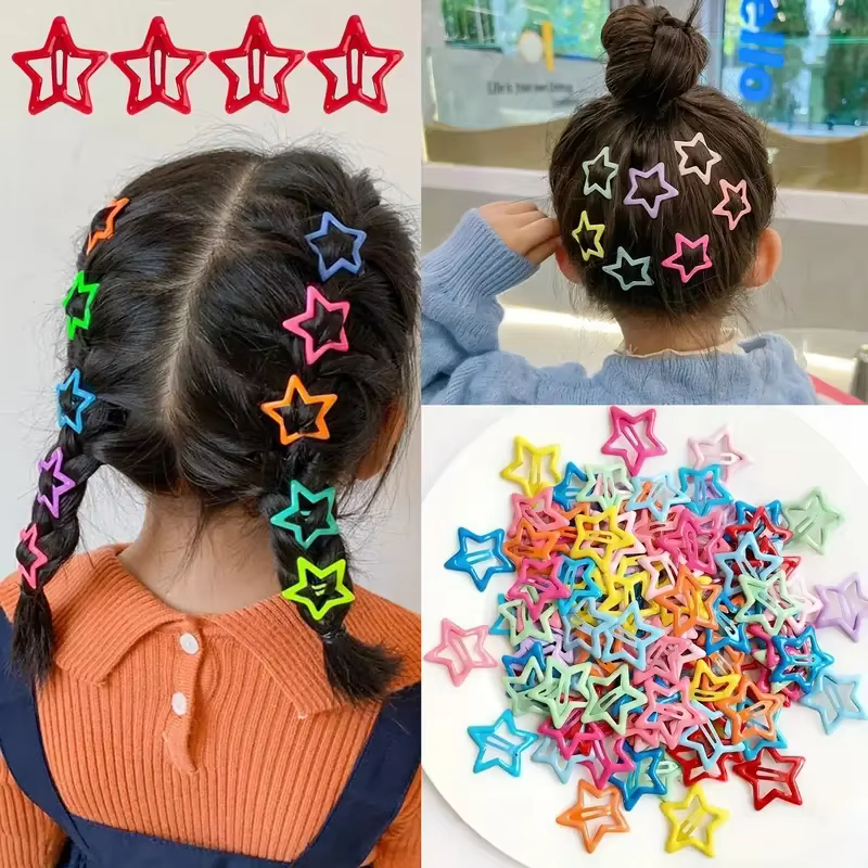 20pcs Colorful Star BB Hair Clips Adorable Hair Decoration for Girls and Kids Lovely Barrettes and Headwear Accessories