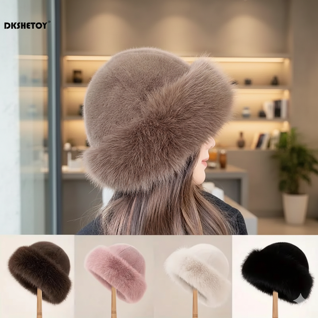 Thicken Plush Warm Fur Hat for women Fluffy Beanie winter Warm Thick Hat Mongolian Caps for Cold Weather Snow Caps
