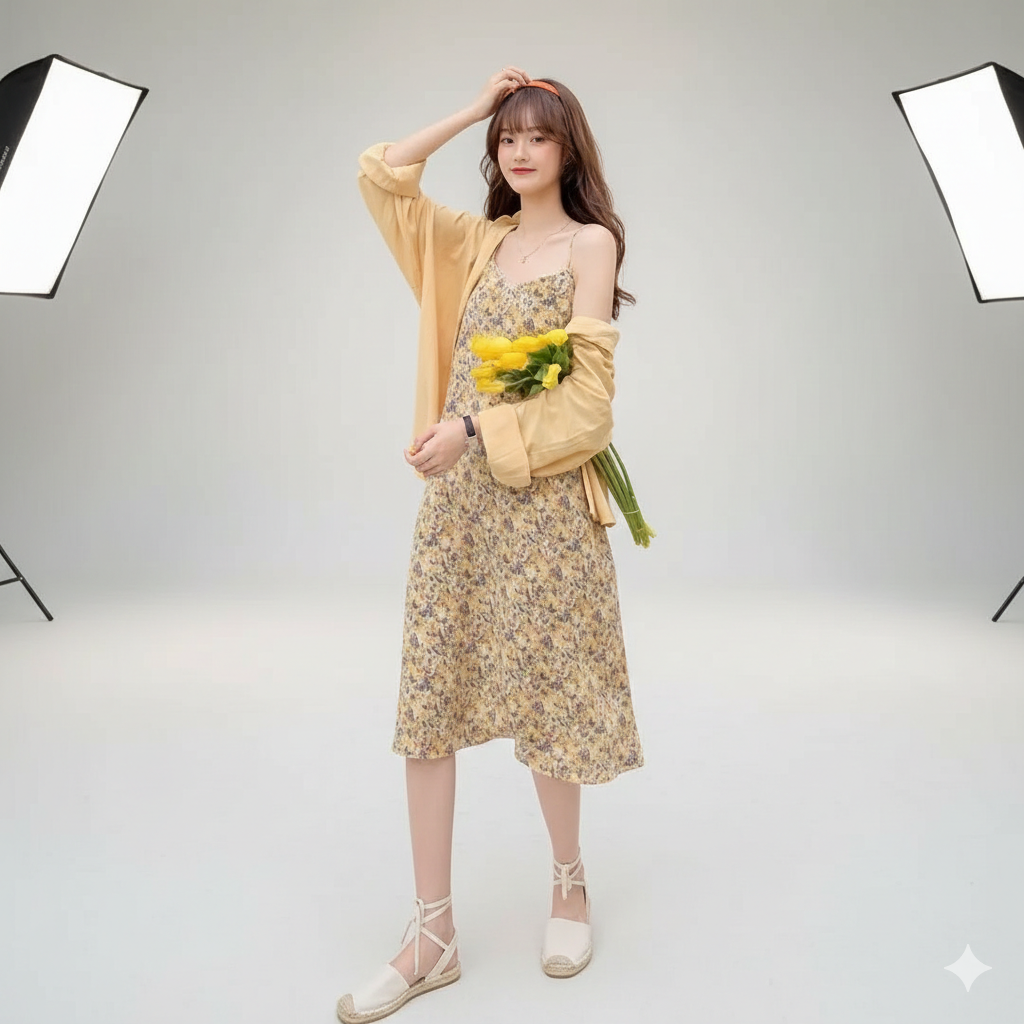 Women Dress Printing Spaghetti Strap A-line Soft Slim Casual All-match Tender Ladies Elegant Students Classy Girl Ulzzang Empire