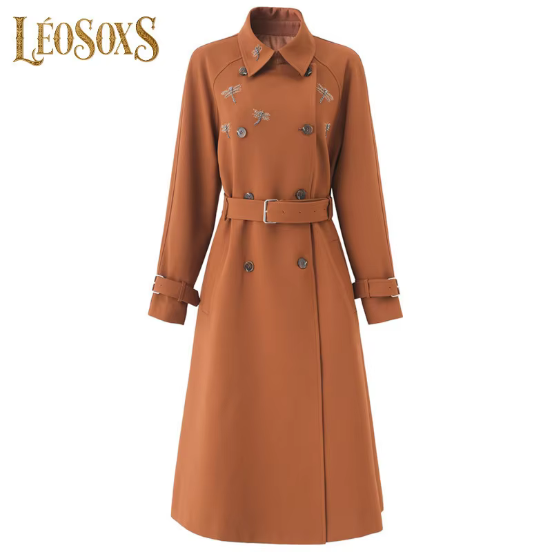 LEOSOXS High-End Cashmere Warm Leisure Women's Beading Dragonfly Coat All-Matching Product Fashion Outerwear Fashion Trend