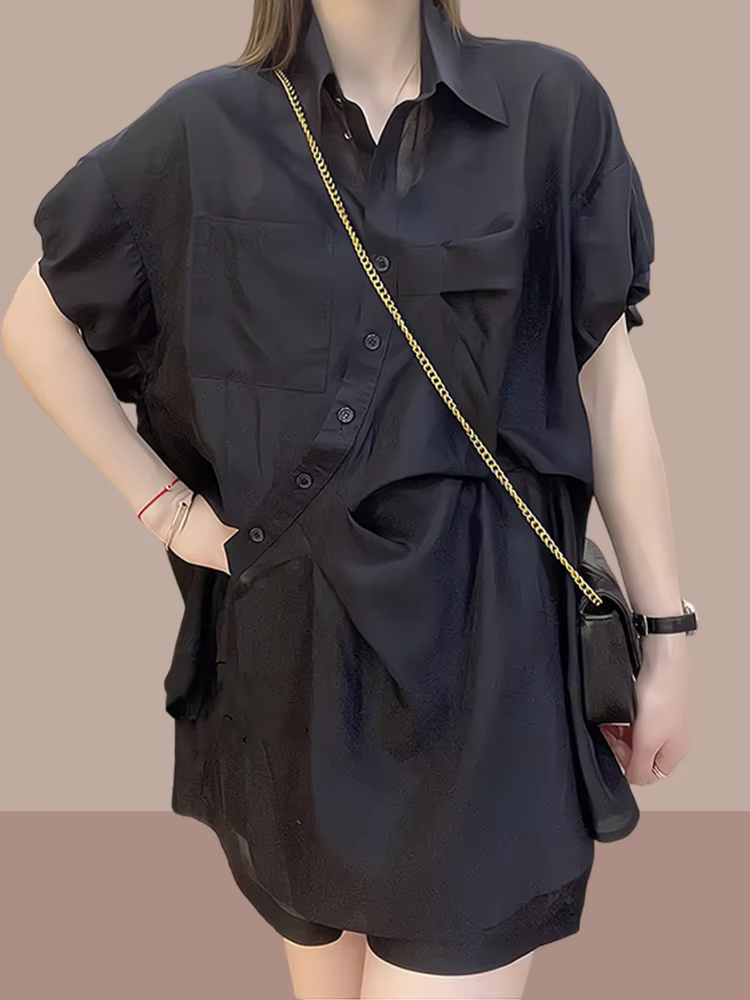 2026 New Women Fashionable Summer Loose Korean Small Suit Solid Casual Gentle Cardigan Short Sleeve + Shorts Two-piece Suit Wh1